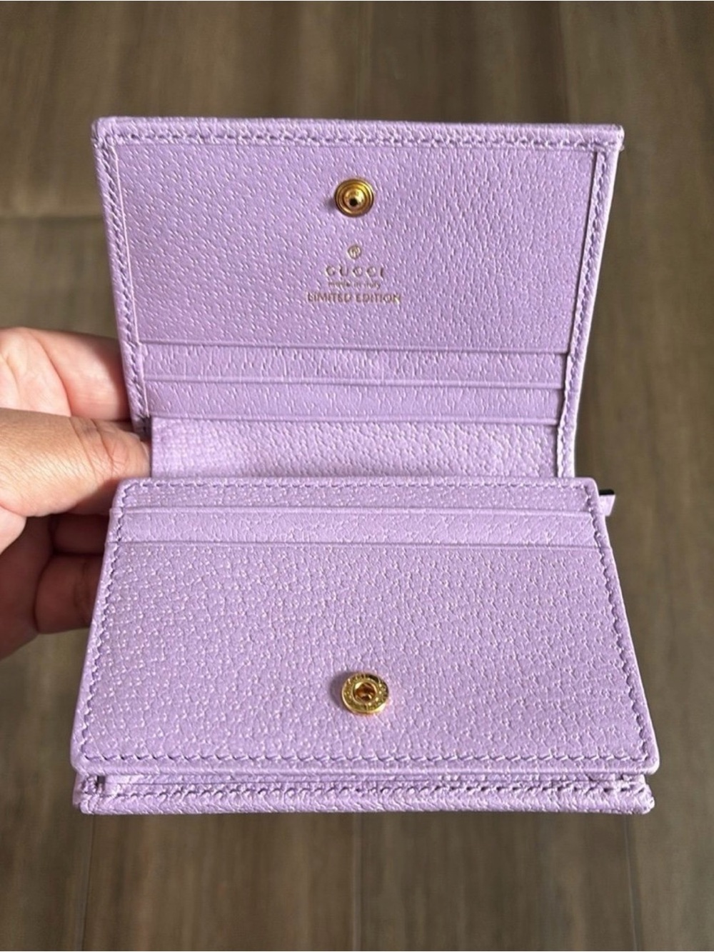 Gucci Floral GG Marmont Lilac Leather Mini Wallet - Picture 5 of 12